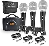Pyle Ensemble Microphone Dynamique Cardioïde 3 Pièces – Micro Chant Professionnel avec Câb...