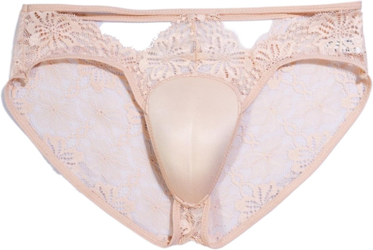2 Pack Mens Lace Hiding Gaff Panties Sexy Camel Toe Shaping Underwear Panty Realistic Feminine Lingerie Briefs(Skin,Large)