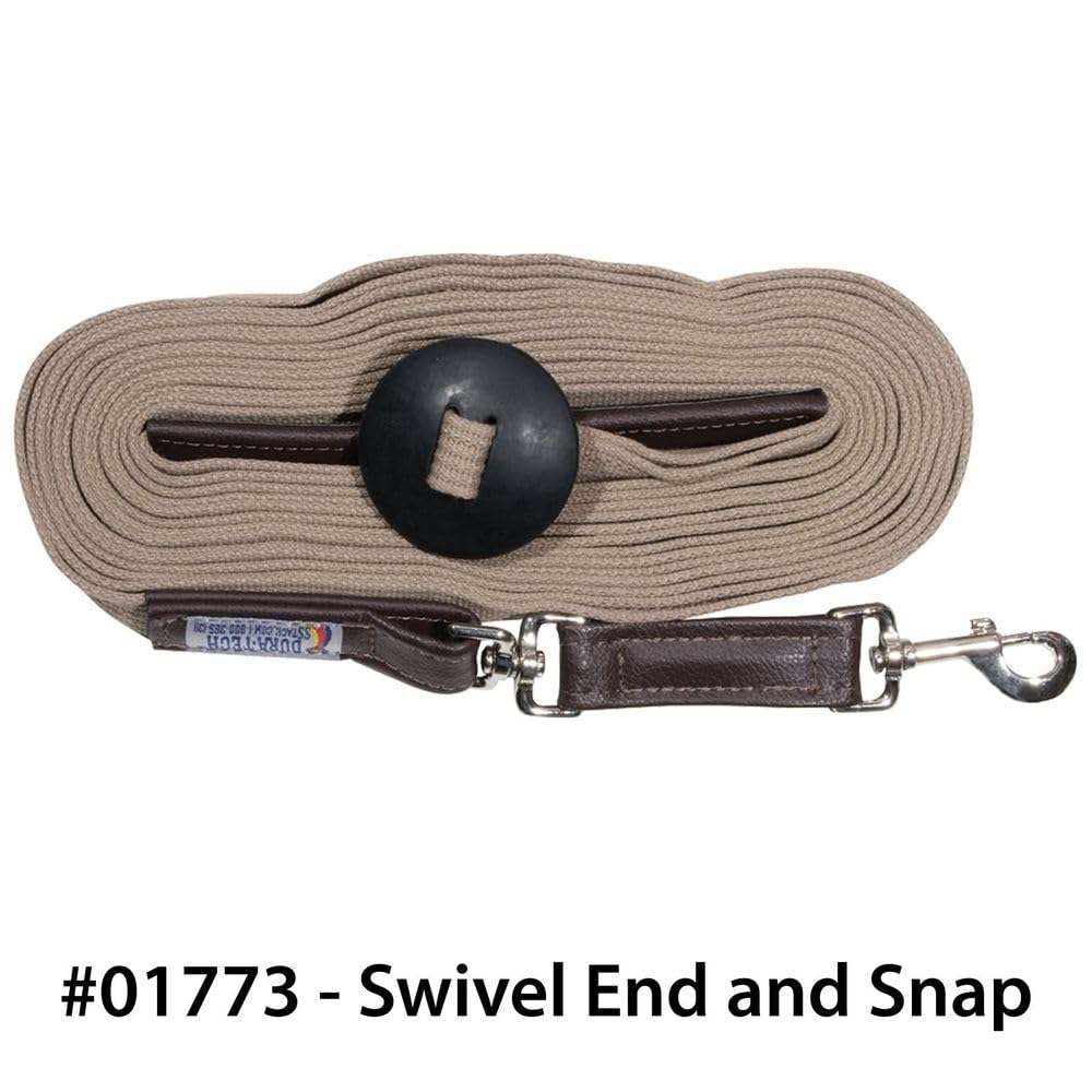 Tory Leather Flat Braided Cotton Rope Lunge Line with Snap - White