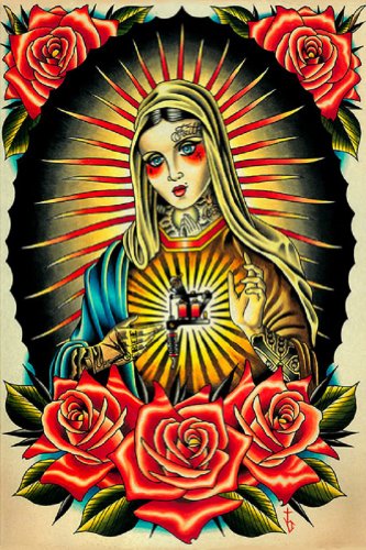 Faith Mary by Tyler Bredeweg Virgin Tattoo Machine Artwork Framed Fine Art Print
