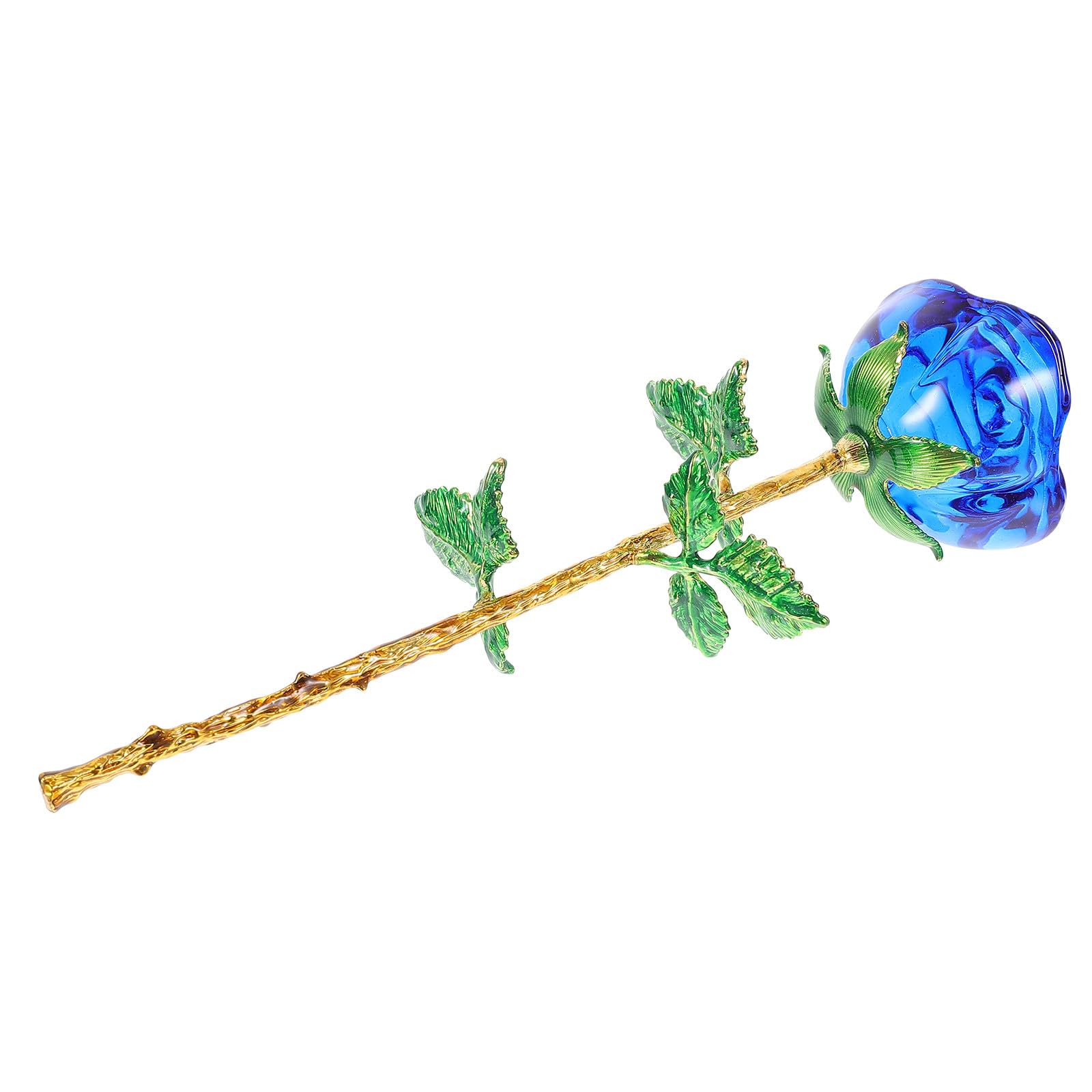 Rose artificielle en verre bleu Garneck décoration murale et d'intérieur pour salon moderne