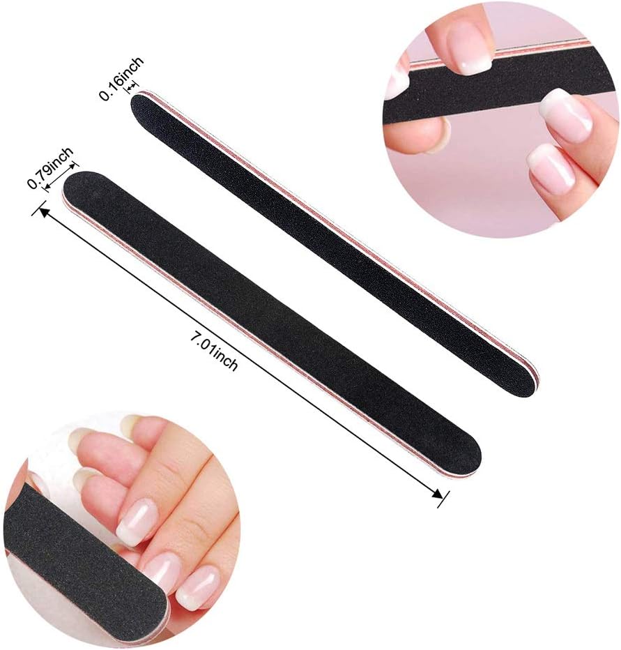 12Pcs Coarse Nail File Set Professional, Emery Boards for Nails 100/180 Grit, Heavy Duty Nail Files for Acrylic/Gel/Natural Nails, Large Nail Filer for Home and Salon Use