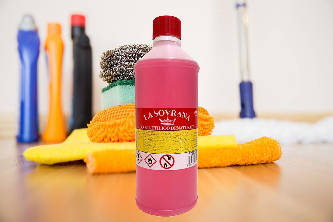 Alcool Denaturato 94° Etilico confezione da 12 x 1 lt, In omaggio un paio di Guanti in nitrile dorso spalmato marchio Hytama Tools