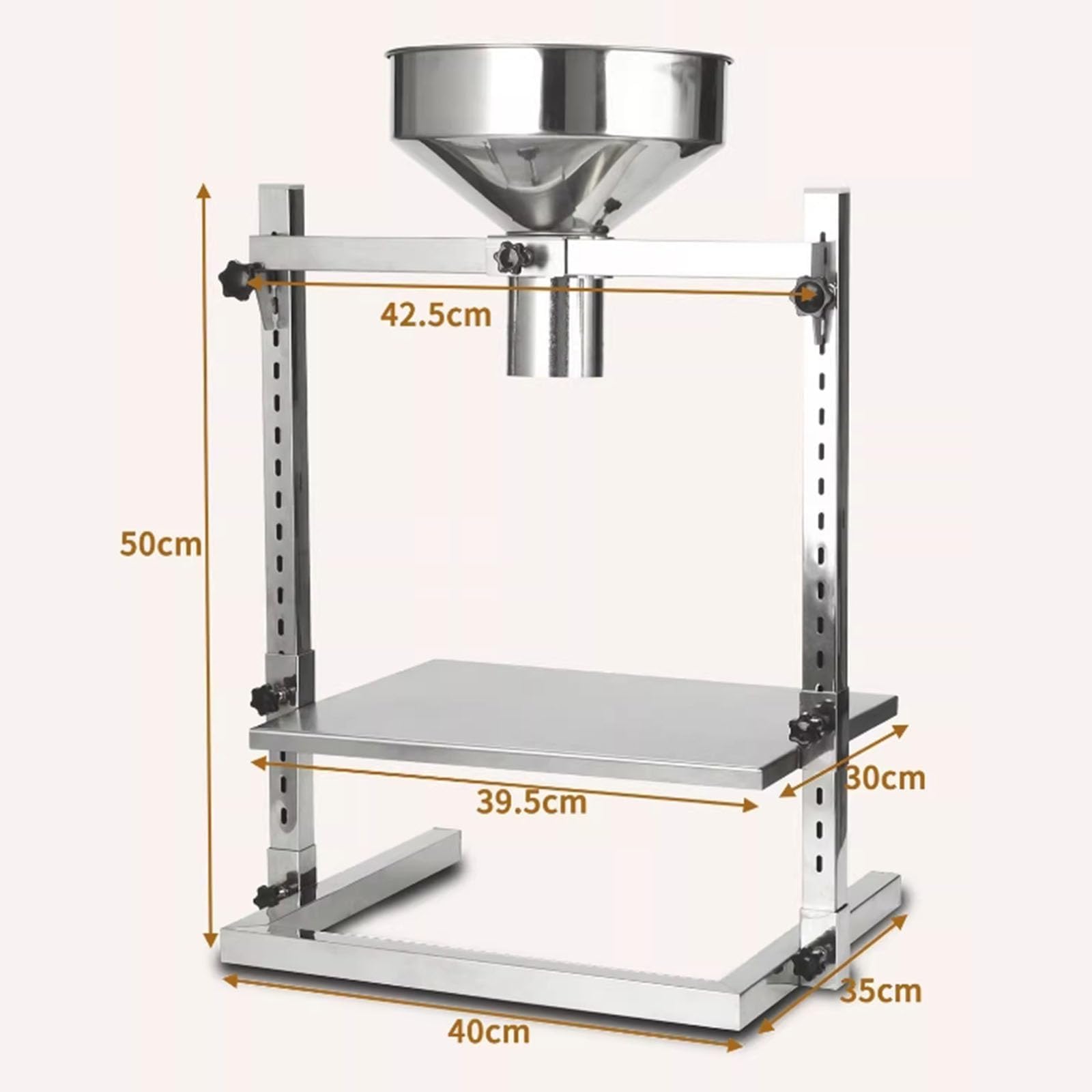 Einfülltrichter aus Edelstahl, robuster Verpackungstrichter in Lebensmittelqualität, mit Stützständer, höhenverstellbar, Dosiertrichter für Pulver, Pasten und Flüssigkeiten(6cm)
