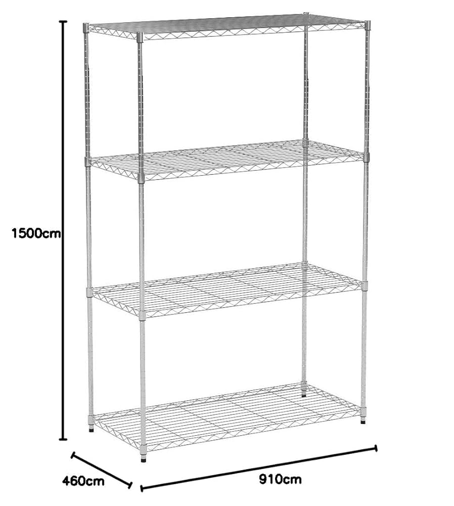 【新品】メタル４段ラック 耐荷重400kg 151✕91✕46cm WEIMALL スチールラック メタルラック 幅90 4段 スチール