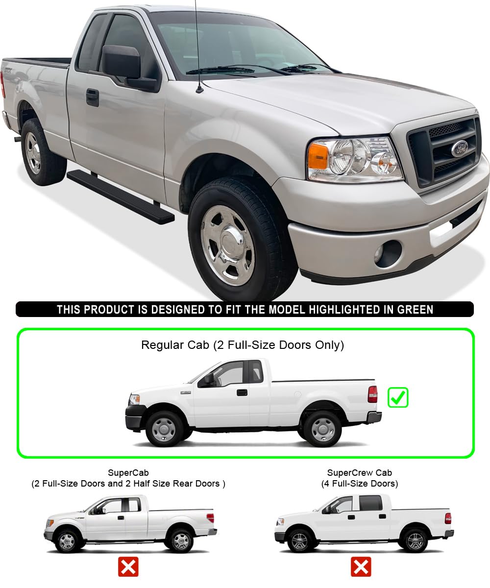 APS (Black Powder Coated 6 inches Running Boards Nerf Bars Side Steps Compatible with Ford F150 2004-2008 Regular Cab (Exclude 04 Heritage)