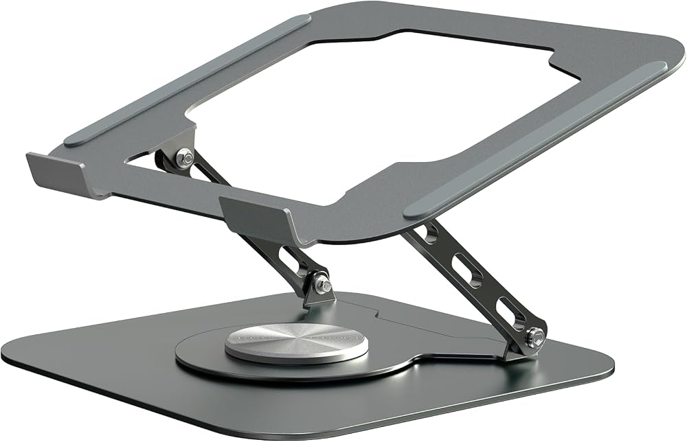 Adjustable Laptop Stand for Desk, 360 Rotating Base, Foldable (10-17.3'') | Ergonomic Laptop Holder for Desk, Foldable Portable for Office & Home Compatible with MacBook Air Pro, Dell, HP (10-17.3'')