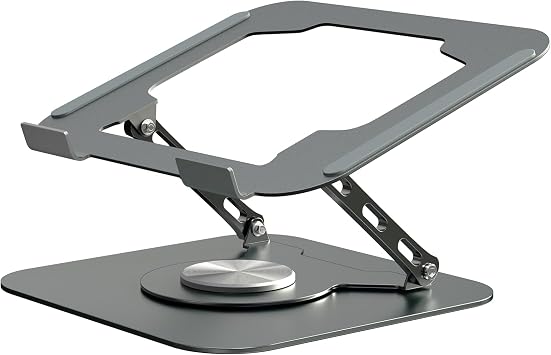 Adjustable Laptop Stand for Desk, Laptop Riser with 360 Rotating Base, Ergonomic Laptop Holder for Desk, Foldable Portable for Office & Home Compatible with MacBook Air Pro, Dell, HP 10-17.3