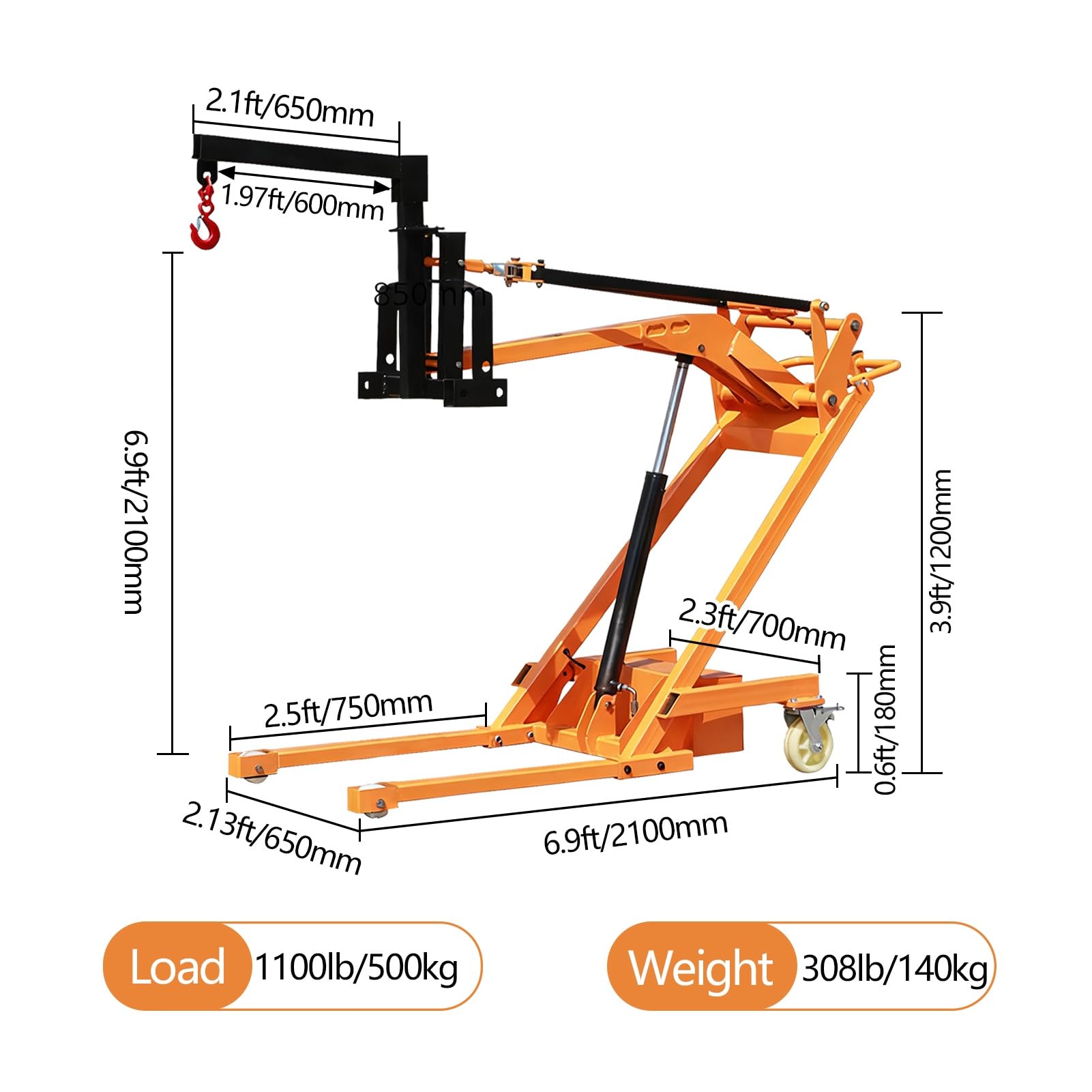 Voller elektrischer Stapler, tragbarer Gelenkausleger Gabelstapler, faltbarer hydraulischer Materialhandler, Hubkapazität 1000-1200 Pfund, geeignet für Fabriken, Supermärkte usw.