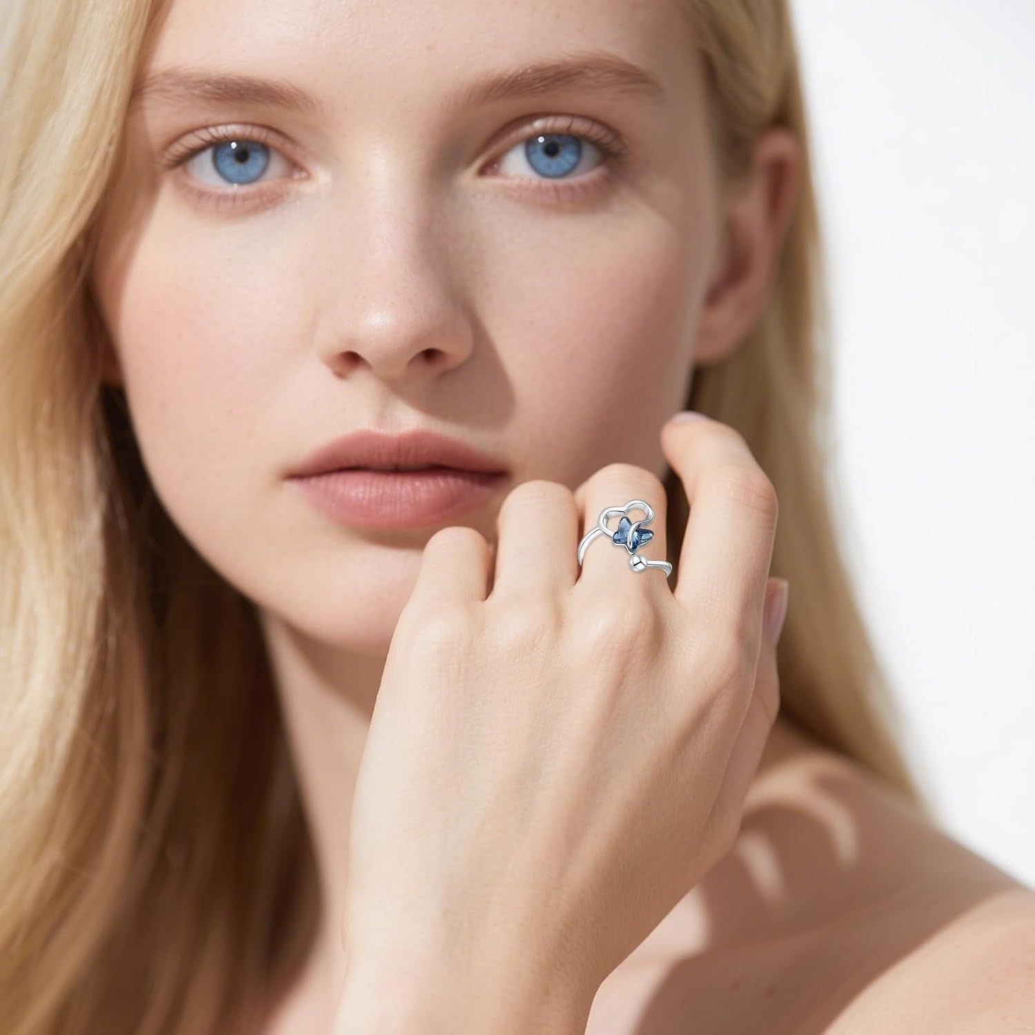 Butterfly Ring 925 Sterling Silver Adjustable Open Crystal Butterfly Rings Jewelry Gifts for Women Girlfriends Birthday - Image 6