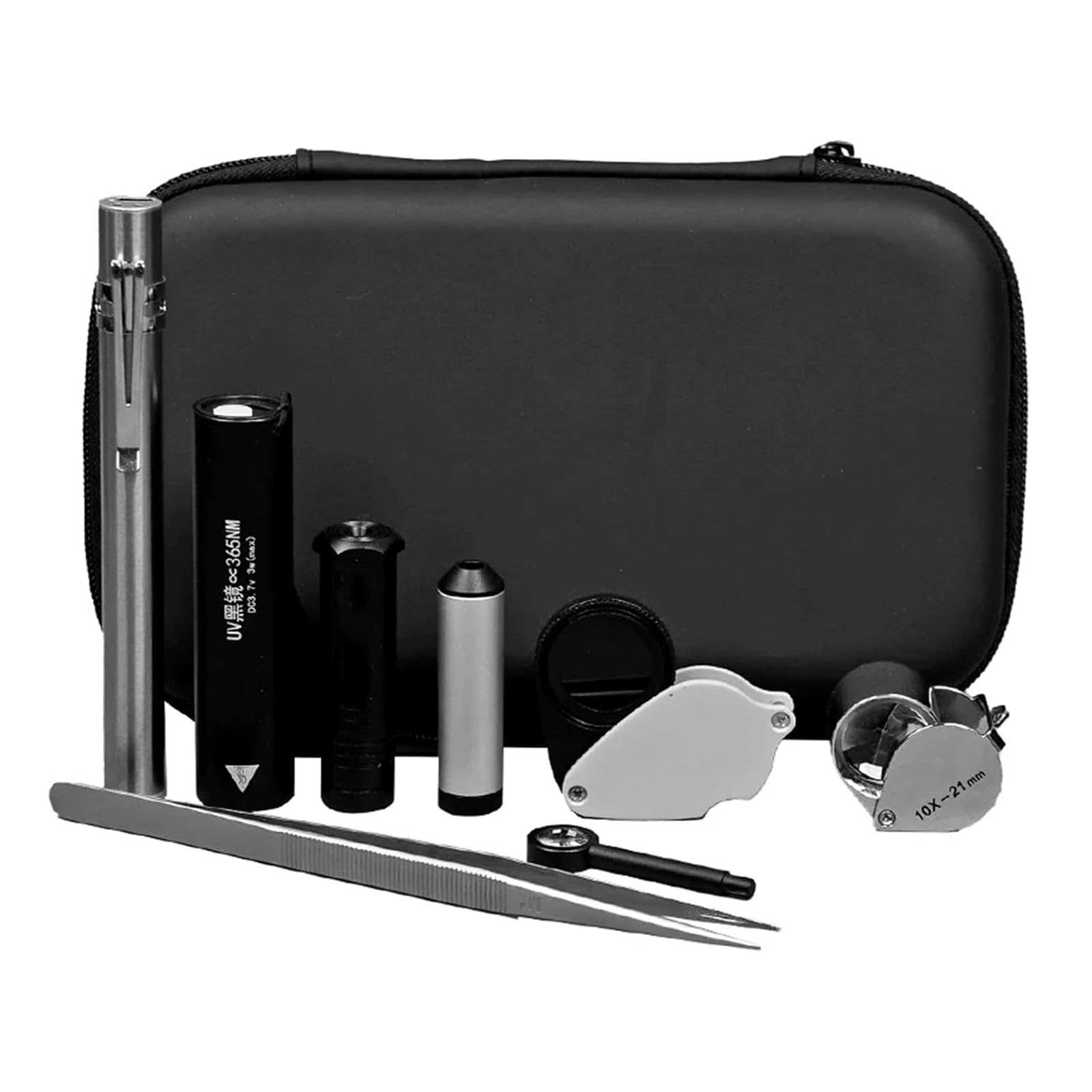 YXZQLOZ 8Pcs Gemstone Identification Tool Kit, 10x Loupe, Color Filter, Dichroscope, Spectroscope, Full Spectrum Lamp, Tweezers, for Jewelry Appraisal Set