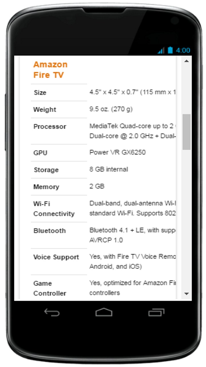 Streamer Comparison App on Amazon Appstore