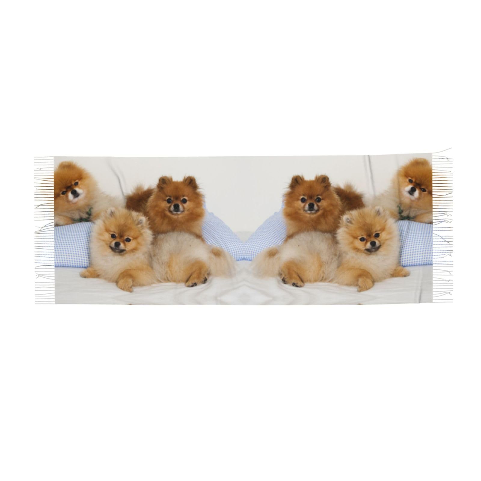 LAMAME Cute pomeranian printed Fringed Scarf Cashmere Sense Scarf Shawl Scarf Large Scarf