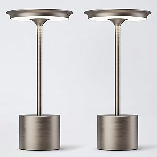 Cordless Table Lamp, Portable Rechargeable 6000mAh Outdoor Table Lamp, 3 Color Stepless Dimming Battery Powered Lamp, LED Table Light for Dinner/Restaurant/Outdoor (Gray)