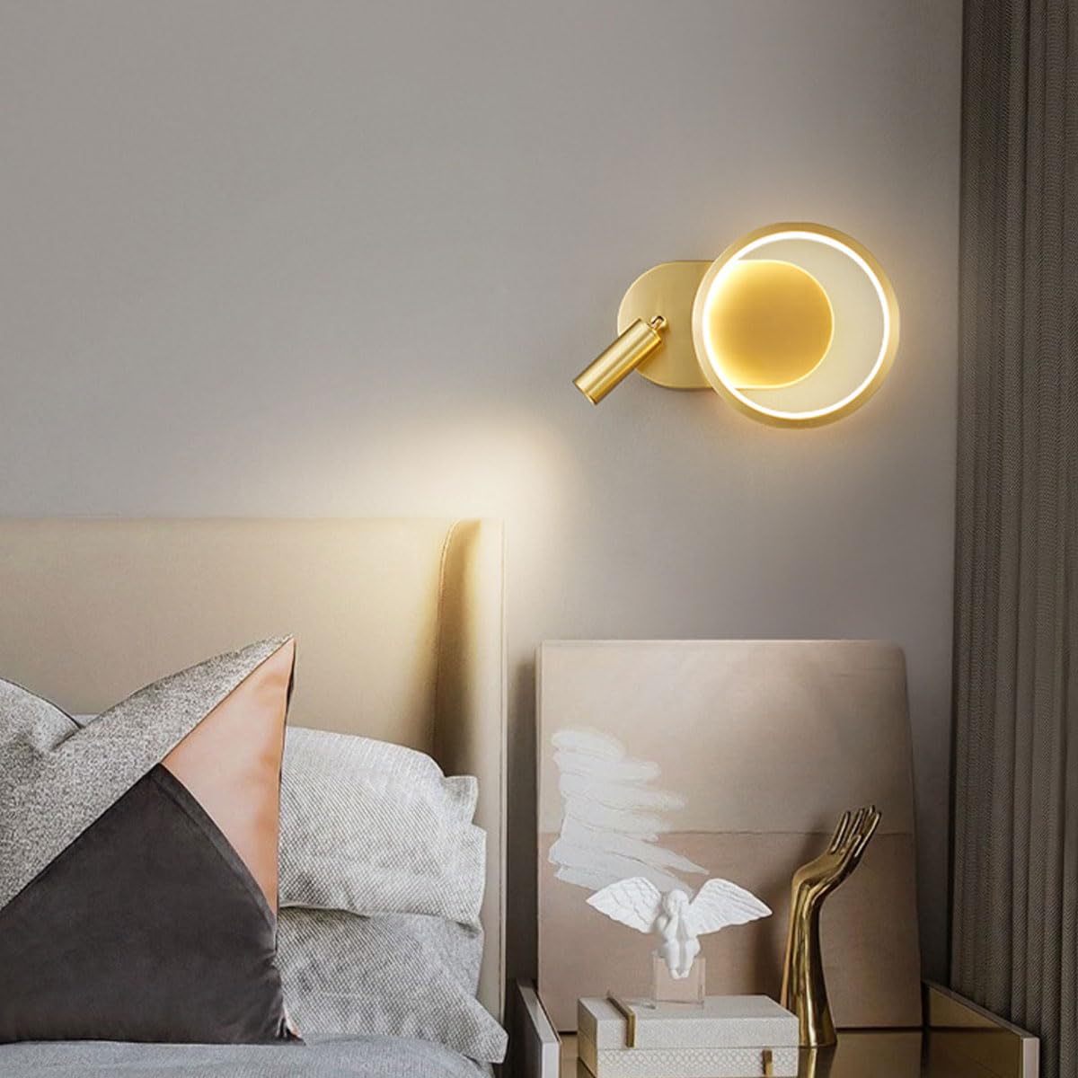 Nowoczesna, luksusowa, złota, miedziana lampa ścienna do salonu, tło telewizora, minimalistyczna, dekoracyjna lampa do sypialni, oświetlenie nocne