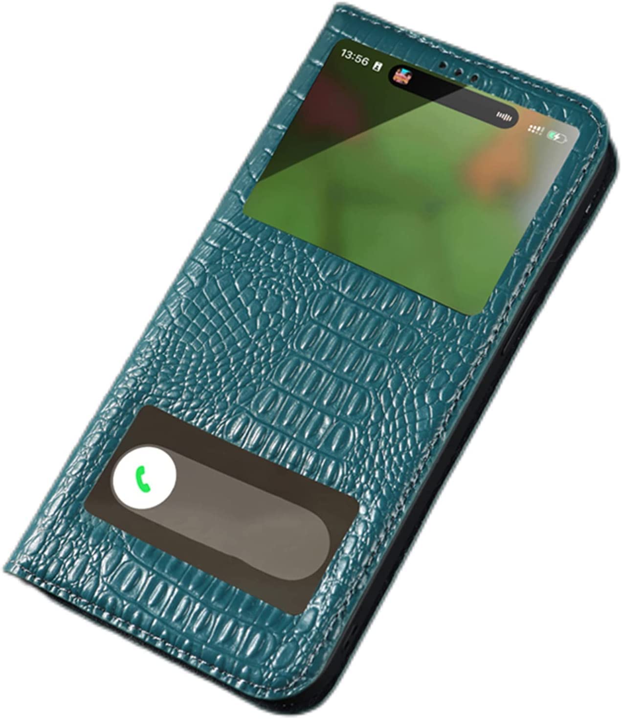 Étui en cuir véritable pour iPhone 14 Pro avec rabat magnétique de luxe