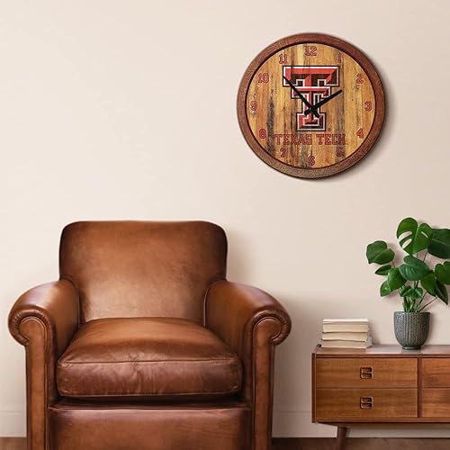 Miniatura 431 de The Fan-Brand NCAA Oklahoma Sooners: Faux Barrel Top Wall Clock Sports Team Bar Sign Décor - Home Man Cave, Party Decoration - Made On Demand