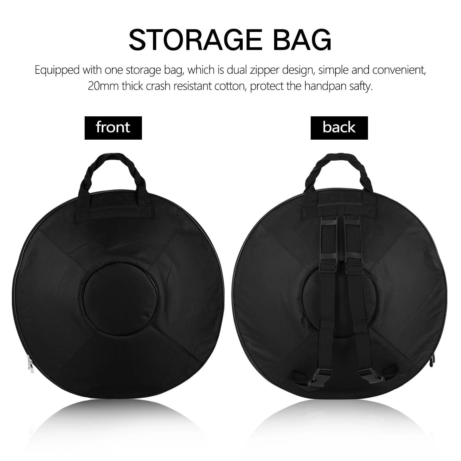 Handpan - Batteria professionale in acciaio con borsa per il trasporto, per adulti, 55,9 cm, 440 Hz, perfetta per esibizioni e jam session