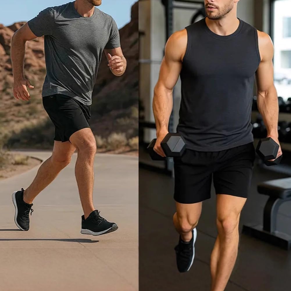 3-Pack Men's 2 in 1 Stretch Active Quick Dry Gym Running Shorts with Liner,7 Inch Breathive Workout Shorts with Pockets