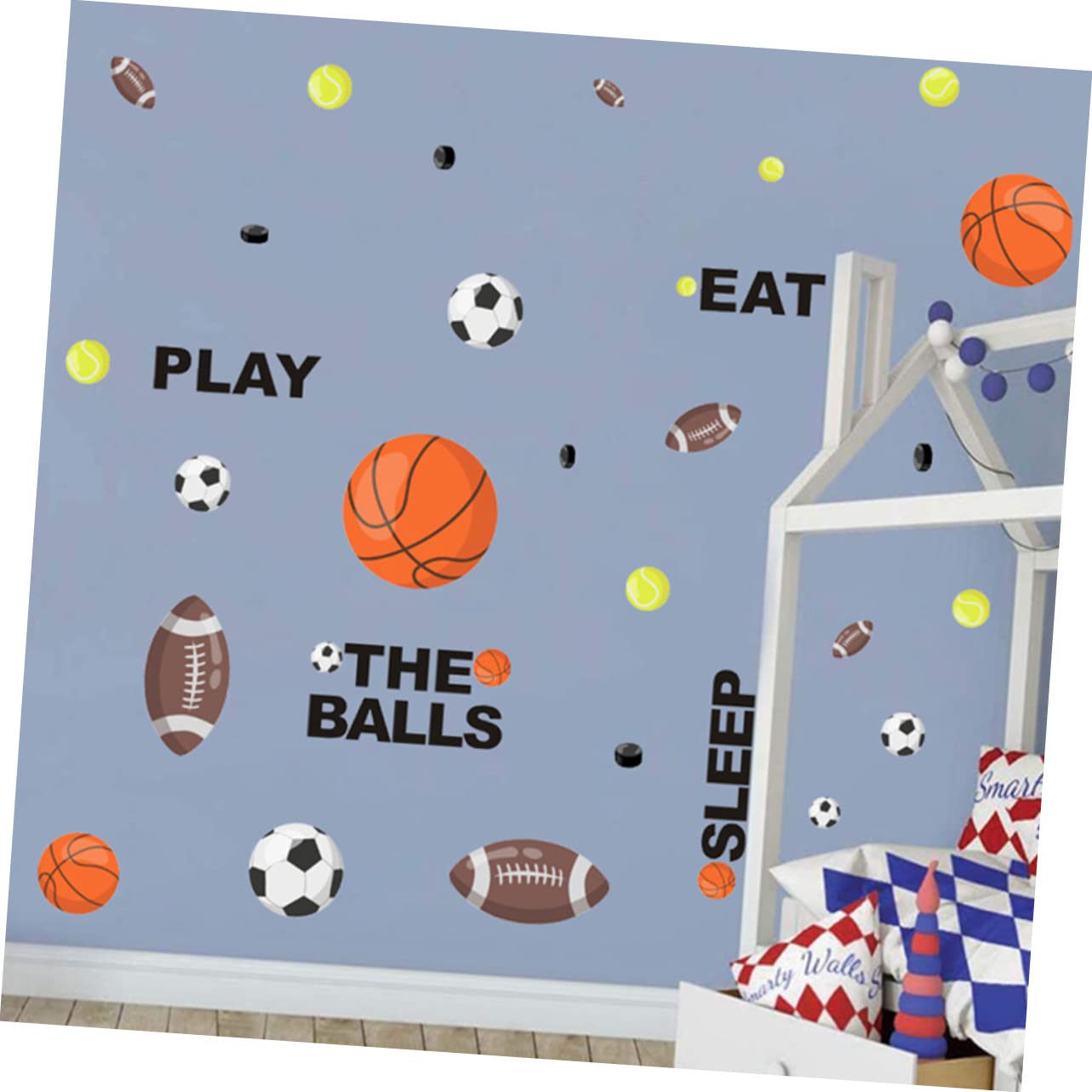 Toyvian 3pezzi Adesivi Murali Sportivi Per Ragazzo Ragazza Decalcomanie Rimovibili Per Decorare Camerette Con Palloni Da Calcio e Basket Facili Da Applicare e Rimuovere Perfetti Per