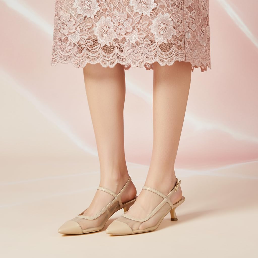 CUSHIONAIRE Campari Women’s Pointed-Toe Mesh & Slingback Kitten Heels with Memory Foam Comfort - Image 5