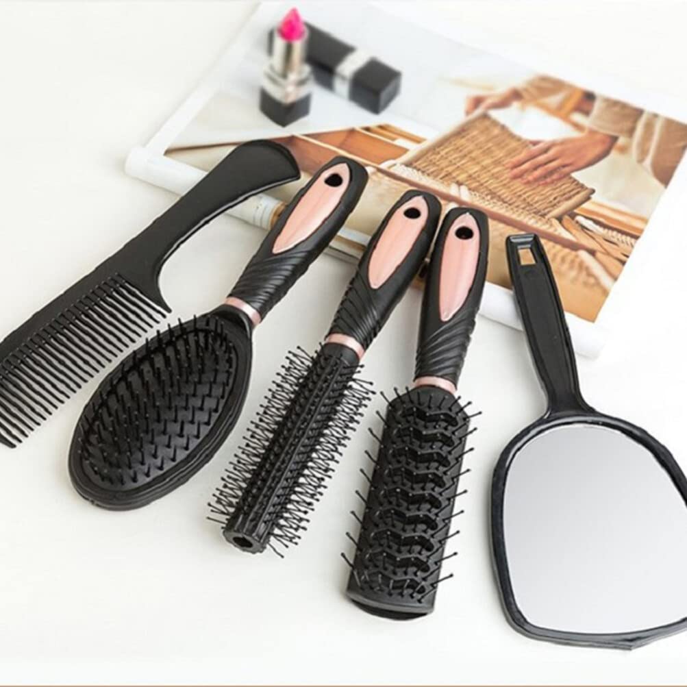 5 Piezas Juego De 5 Peinetas Espejo Peine De Rizos Cepillo Para Desenredar El Cabello Modelado Herramienta