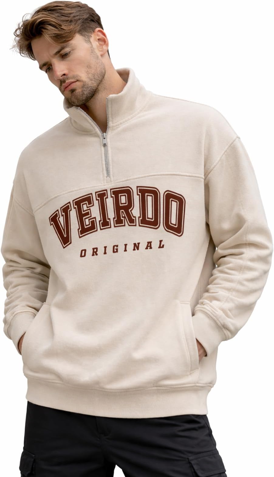 Men’s Stylish Half Zip Neck Sweatshirt, Comfortable Casual Pullover for Everyday Wear, Modern Streetwear Design, Available in Sizes S to 2XL