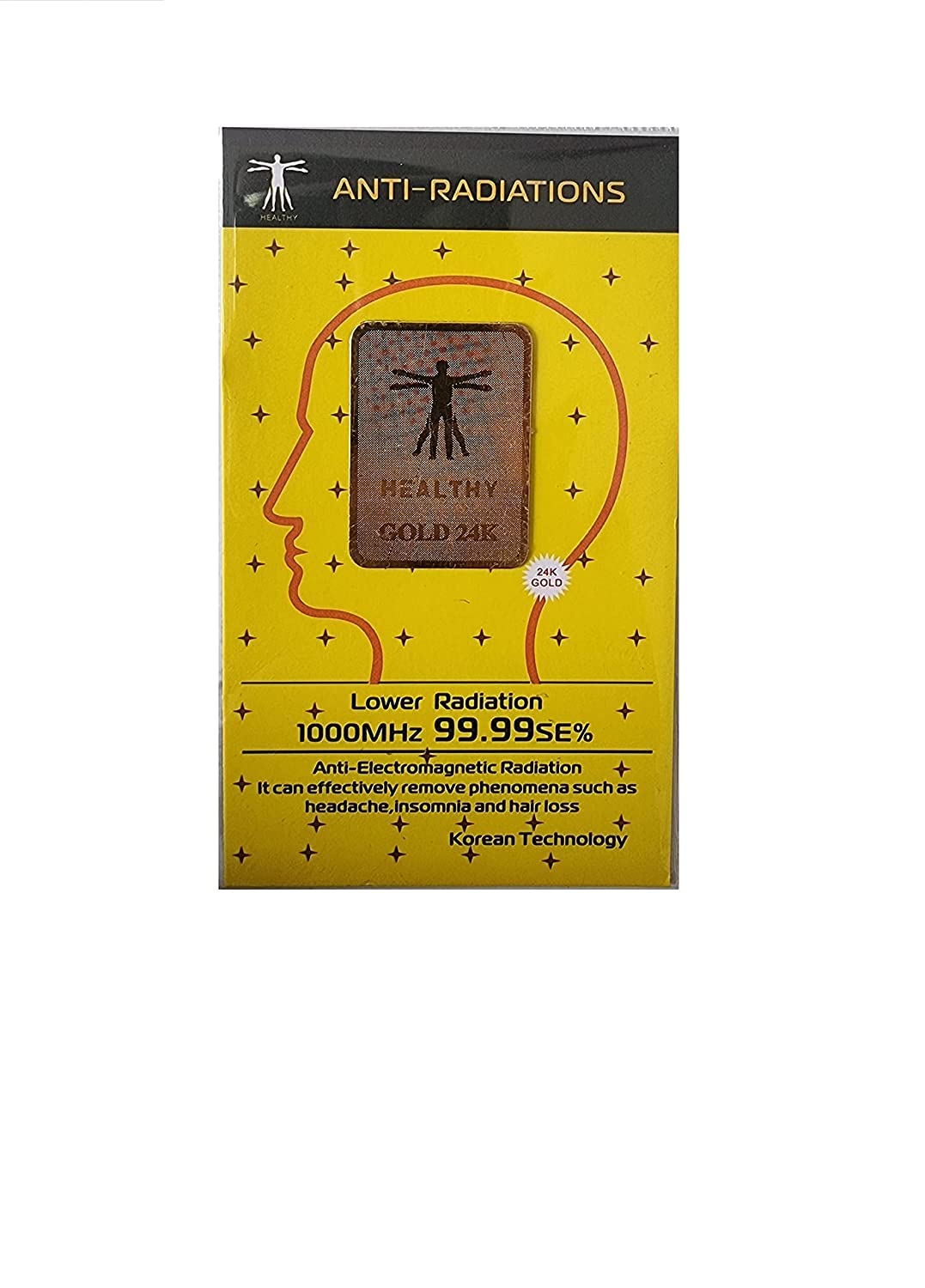 Radishield Anti-Radiation Health chip 24 K Gold Rectangle Shape Chip & Sticker – Protector for Mobile –Laptops-Television Router - Radiation Neutralizer-(Black & Pack of 1)