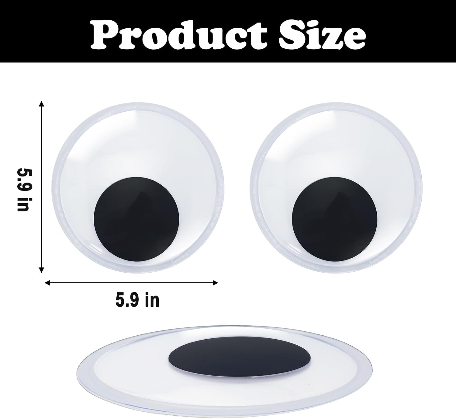 1 Pair 5.9 Inches Giant Googly Eyes Large Googly Eyes Self Adhesive Black White Wiggle Eyes Sticky Googly Eyes Easy Peel for DIY Crafts Creative Projects Halloween Christmas Decorations