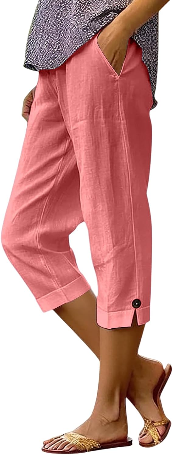 Women's Summer Linen Blend Capri Pants Review