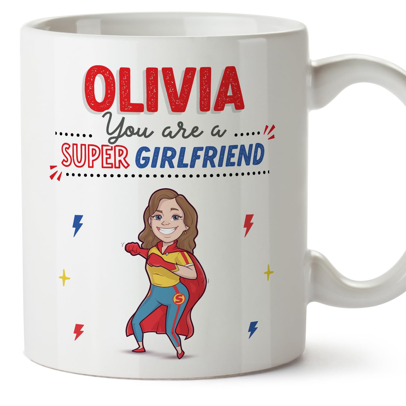 MUGFFINS Personalised Mug for Girlfriend - in English - You are Super! - Funny Custom Gift - Ceramic 11oz Mug