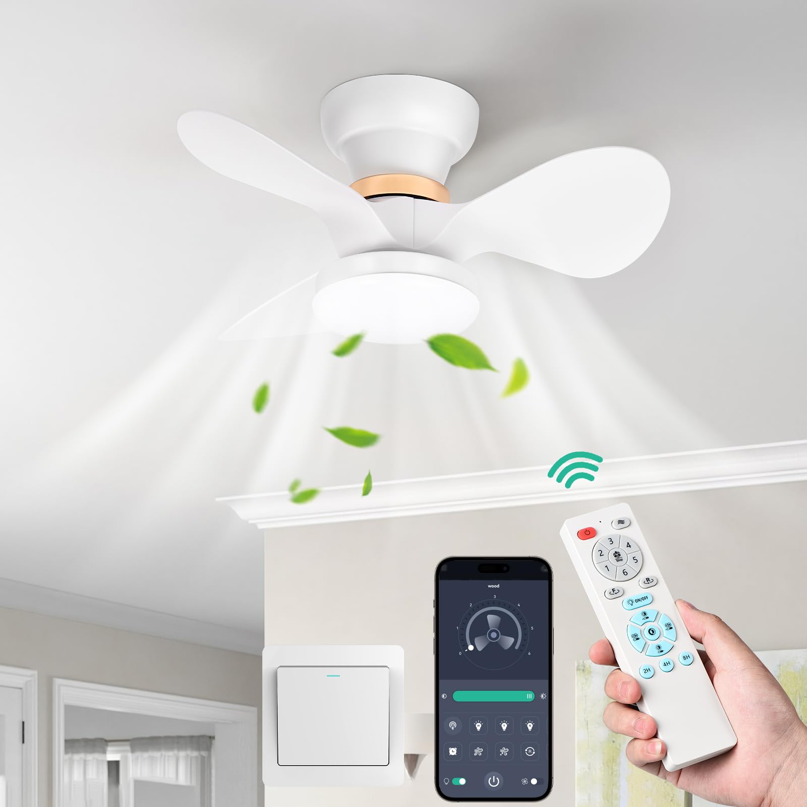 Ventilatore Da Soffitto EKDADL Con Luce - 65 Cm, 6 Velocità, Telecomando E App, 3 Pale - Foto 3