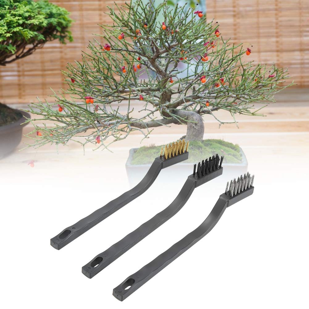 3-teiliges Bonsai-Pinsel-Set – Baumrindenbürste und Fugenbürste für Bonsai-Bäume – Kleine Größe für Präzise Details – für die Pflege und Pflege von Zimmerpflanzen