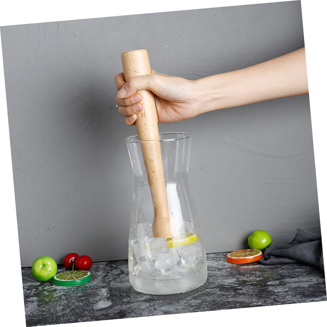 GRIRIW 1pc Beech Juicer Professional Popsicle Stick Lime Muddler Ice Muddler Bartender Tool Drinks Muddler Cocktail Mojito Muddler Ice Hammer Grinder Beech Stirring Rod Beige re-usable