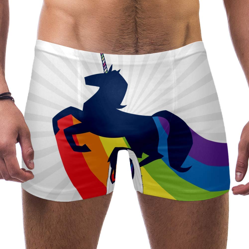 Arabian Horse Men Swim Boxer Briefs Short Square Leg Swimsuit Quick Dry Swimwear,S