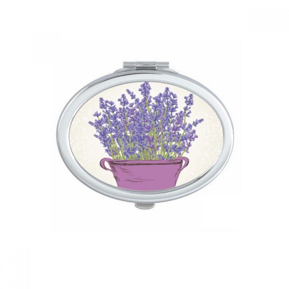 Miroir ovale lavande violet compact portable pour retouches maquillage