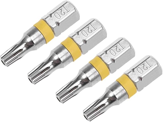 sourcing map 4pcs 25mm Long 1/4" Hex Shank T20 Security Torx High Quantity Screwdriver Bits S2 High Alloy Steel