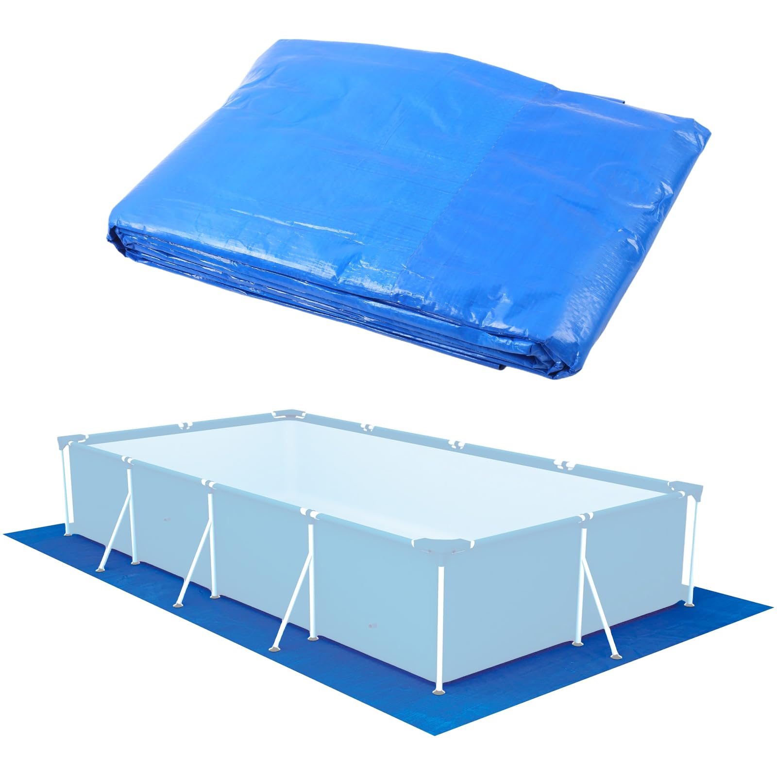 YedZen Pool Ground Cloth, 340 x 250 cm Rectangular Swimming Pool Mat, Foldable Swimming Pool Floor Protector, Paddling Pool Protective Mat for Above Ground Pools