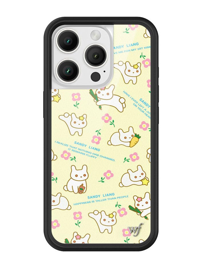 Image of Wildflower Cases - Compatible with iPhone 16 Pro | Protective Black Bumper, 6.5ft Drop Test Certified, Women Owned Small Business | Yellow Pink Cute Trendy | Collab - Sandy Liang Bunny Gift Wrap