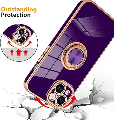 Miniatura 10 de KANGHAR Funda compatible con iPhone 13 Pro Max de 6.7 pulgadas para mujeres y niñas, con anillo magnético integrado, soporte de anillo magnético