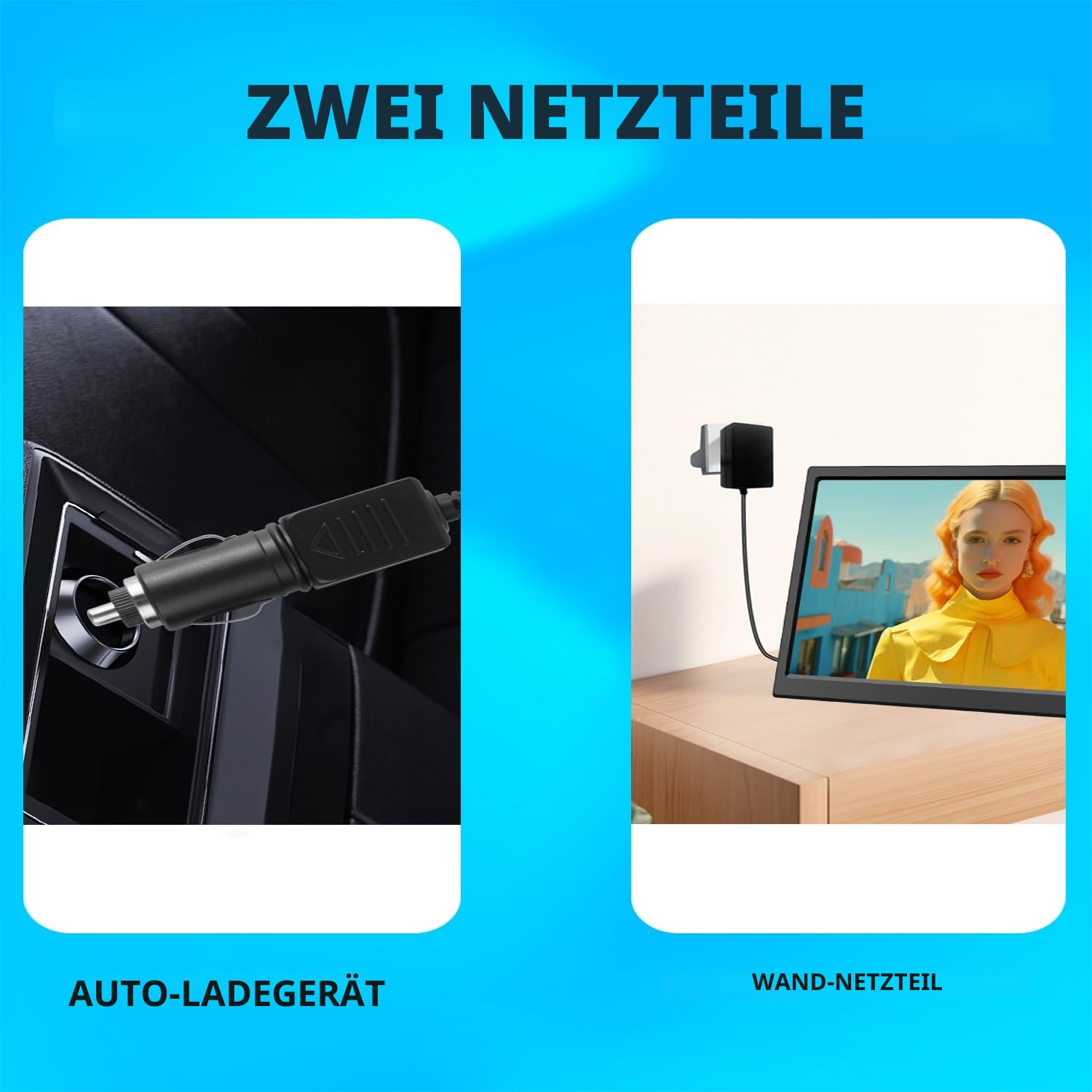 KCR Tragbarer Digitalfernseher, 12 V DVB-T2 TV, HDMI/AV/USB-Eingänge, Fernbedienung, 12 V Kfz-Ladegerät, kompatibel, 39,6 cm (15,6 Zoll), Schwarz
