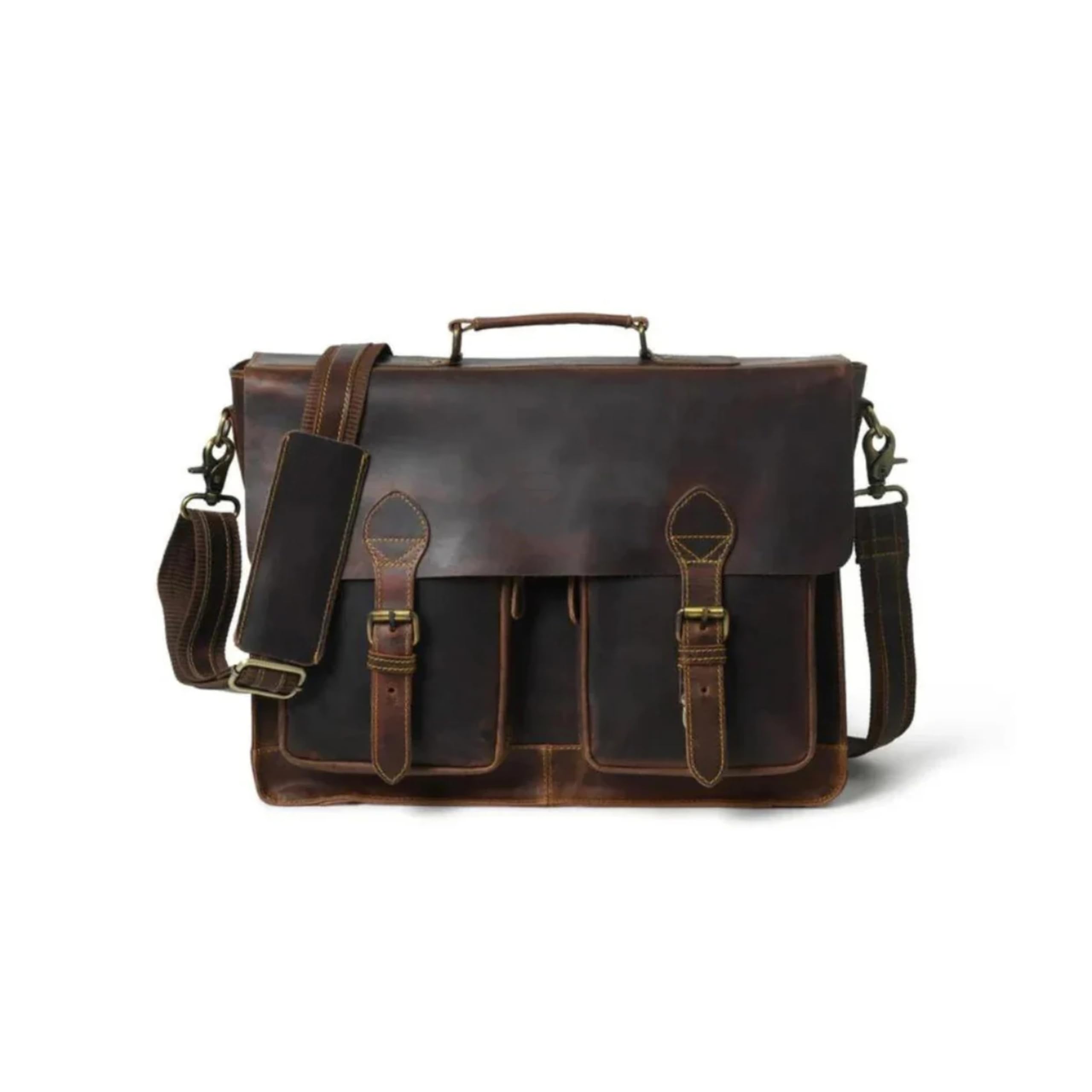 Wall Street Expandable Leather Briefcase (17") | Handcrafted By The Leather Craftsmen Of Jodhpur | Genuine Leather Travel/Office/Business Messanger Bag For Men & Women |-image-43