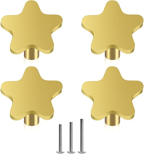 4 manijas de latón macizo en forma de corazón, manijas de oro cepillado de 1.18 pulgadas para armarios de cocina, muebles, armario, puerta, tocador,
