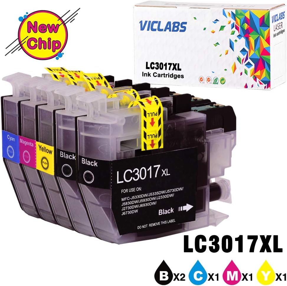 VicLabs Compatible LC3017 Ink Cartridges Replacement for Brother LC3017 Ink Cartridge for Brother MFC-5330DW MFC-J5830DW MFC-J5930DW MFC-J6930DW MFC-J6530DW MFC-J6730DW MFC-J2330DW (BBCMY, 5-Pack)
