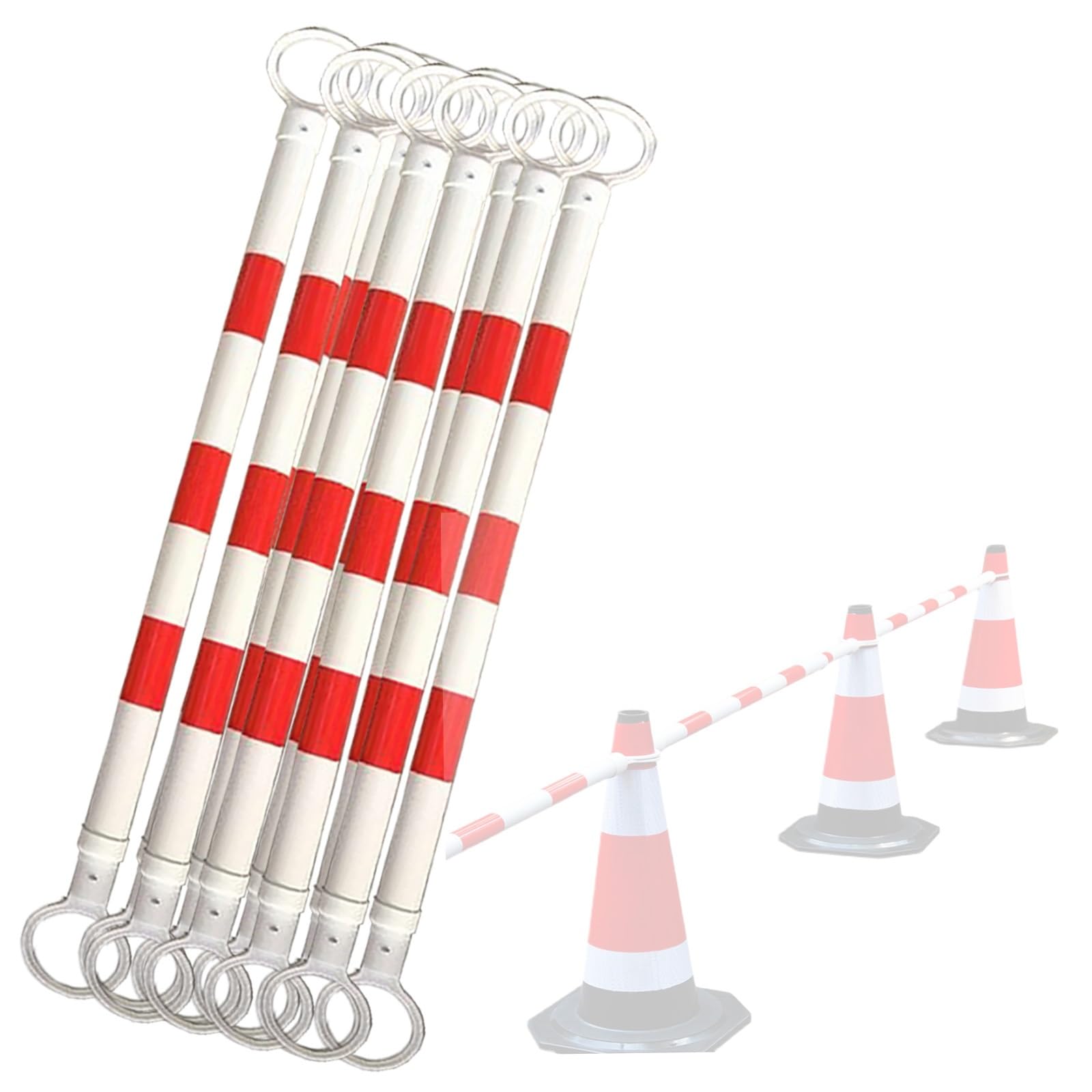 ERRULAN 10Pcs Retractable Barrier for Safety, Flexible Plastic Traffic Barricade Retractable with Reflective Film, Safety Traffic Cone Connectors Bar-Made of Durable PVC