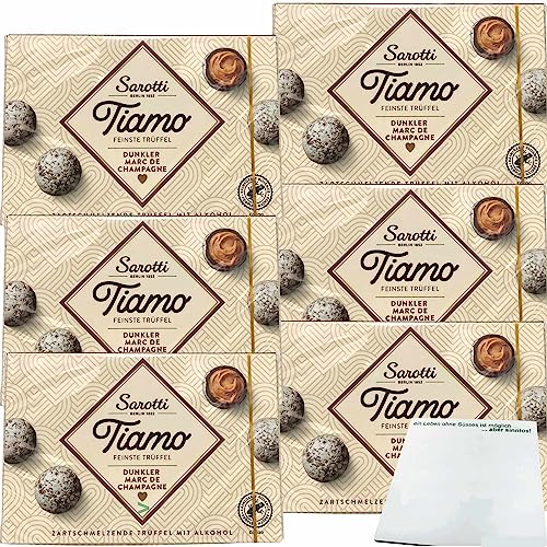 Sarotti Tiamo Trüffel Praline Dunkler Marc de Champagner 6er Pack (6x125g Packung) + usy Block