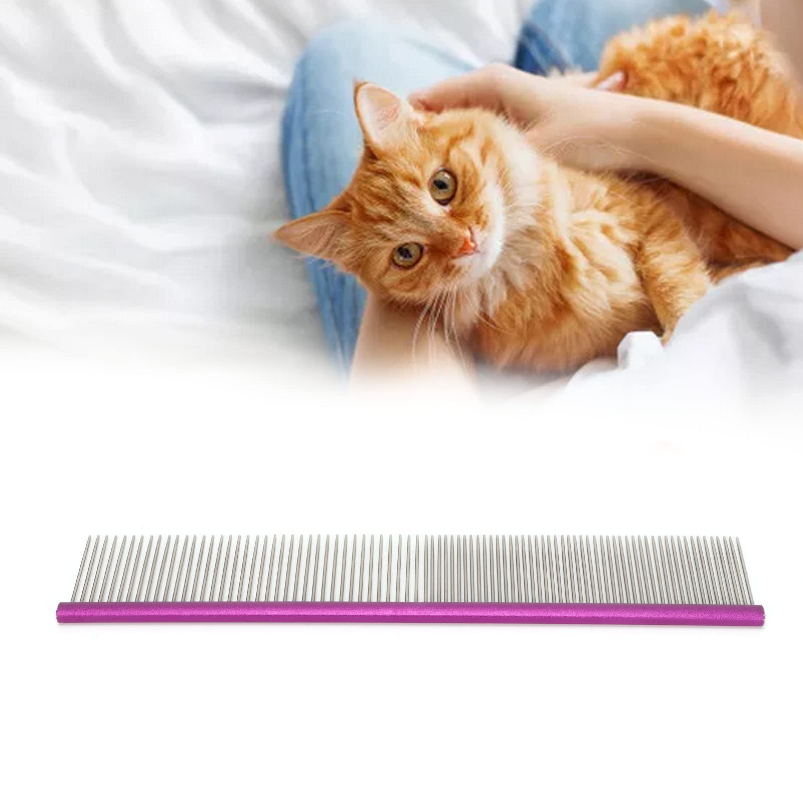 Greyhound Comb for Dogs Metal Comb for Dogs Metal Dog Comb Cat Comb for Removing and Knots Dog Combs with Rounded Ends Grooming Tool for Long Short Haired Dog (Purple - Image 4