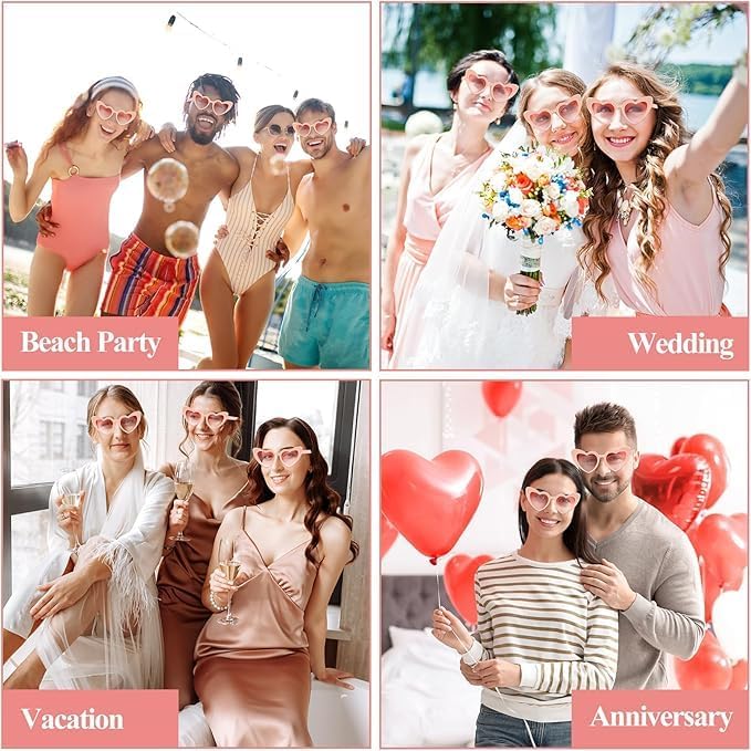 12Pairs Heart Shaped Sunglasses Vintage Heart Glasses Bridal Party Sunglasses for Women Wedding Bachelorette Party
