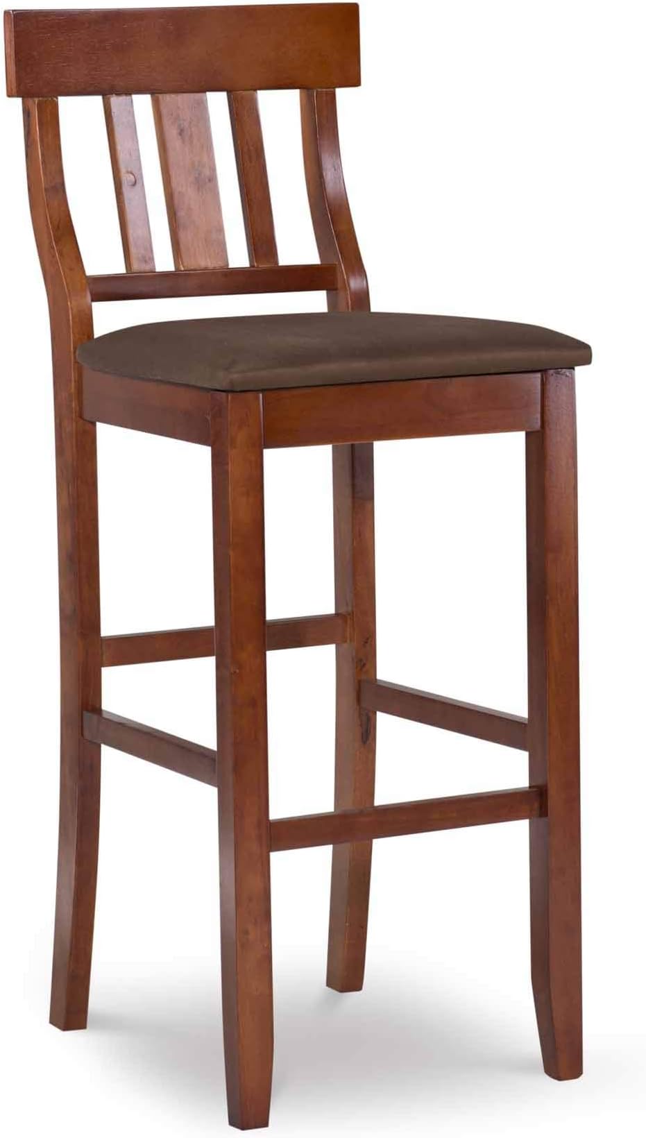 Linon Home Dcor Torino Collection Slat Back Bar Stool, 16.88"w x 20.13"d x 42.88"h, Cherry