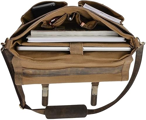 Miniatura 4 de KomalC 16 Inch Leather briefcase Laptop Messenger Bags for Men and Women Best Office School College Satchel Bag